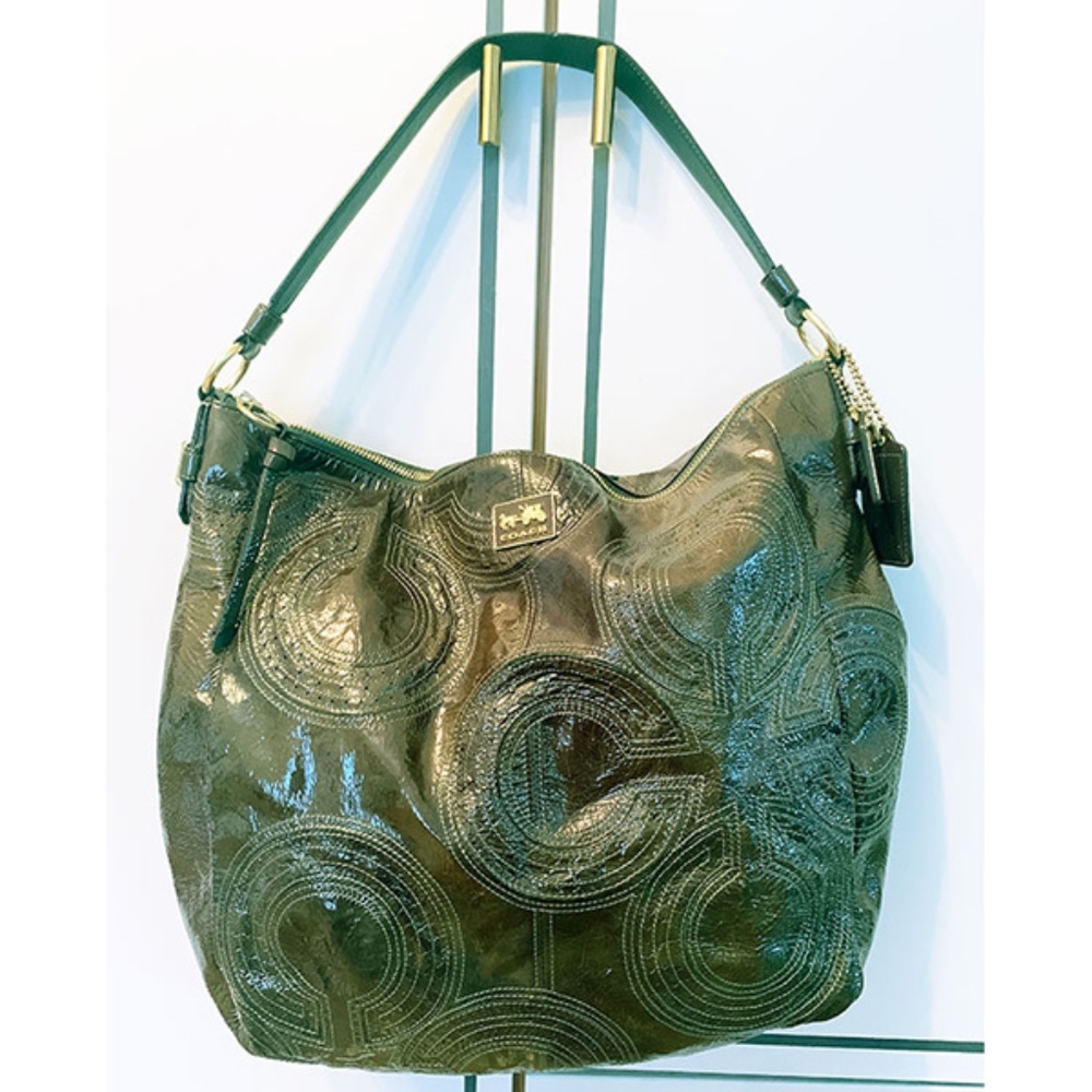 Coach Green Patent Leather Shoulder Bag No. 17877